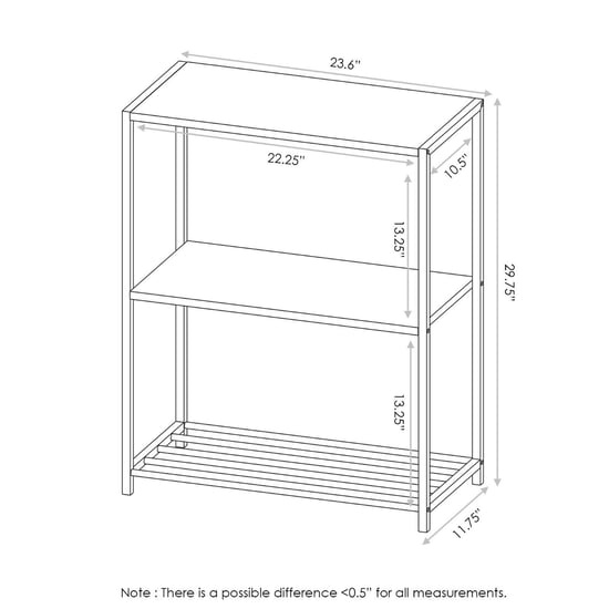 Furinno Basic 3-Tier Bookcase Storage Shelves, French Oak Grey