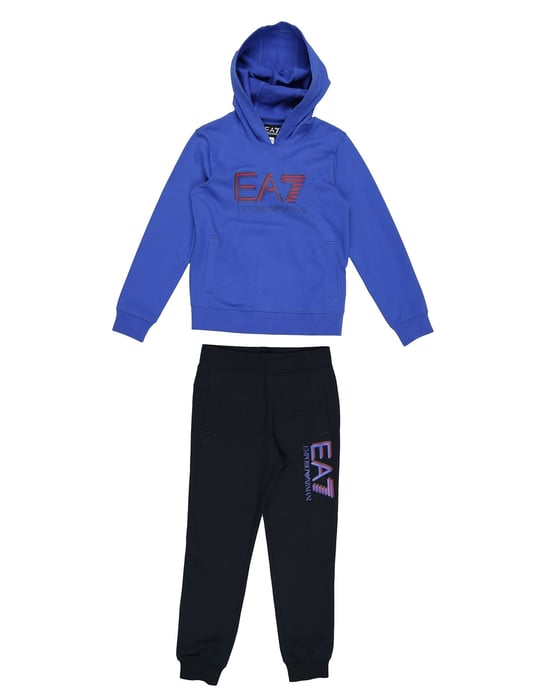 EA7 Blue Cotton Hoodie And Joggers Set