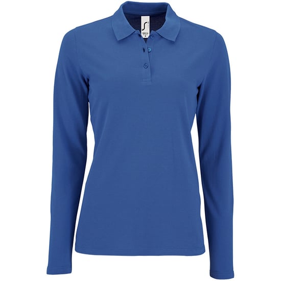 SOLS Womens/Ladies Perfect Long Sleeve Pique Polo Shirt (Königsblau) - Image 1