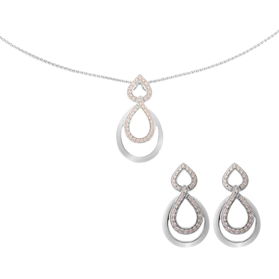 Orphelia 'Amber' Damen 925 Sterling Silber Set: Kettenanhänger + Ohrringe - Silber SET-7092 - Image 1