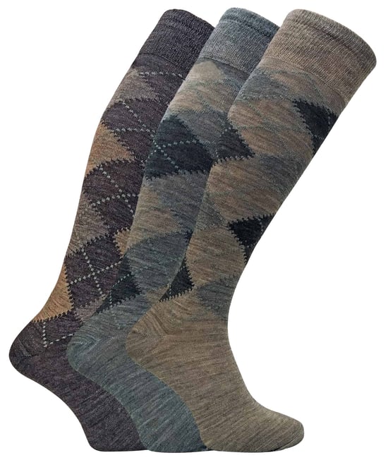 3 Paar Herren Extra Lange Kniehohe Argyle Lambs Wool Dress Socken - Image 1