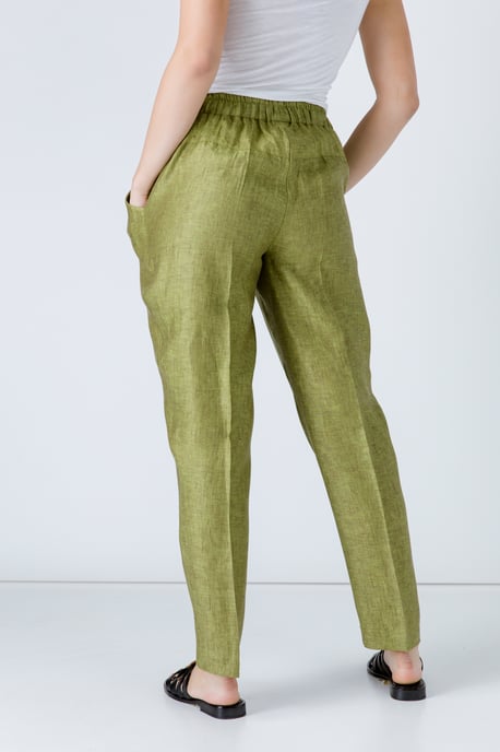 Green Linen Drawstring Pants