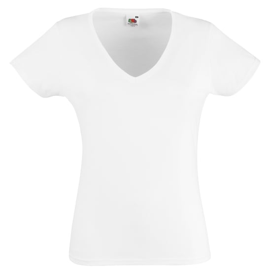 Fruit Of The Loom Ladies Lady-Fit Valueweight V-Neck Short Sleeve T-Shirt (Weiß) - Image 1