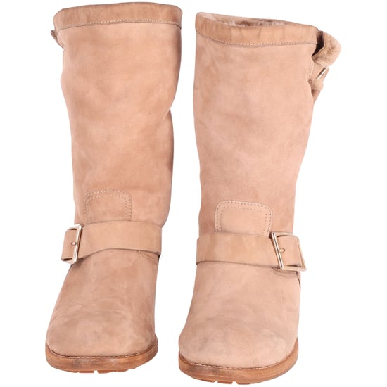 Jimmy Choo Flache Biker-Stiefel aus nude Wildleder - Image 3