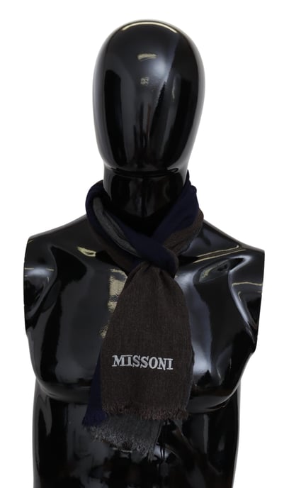Missoni Echarpe unisexe à franges en laine rayée multicolore pour hommes - Image 1