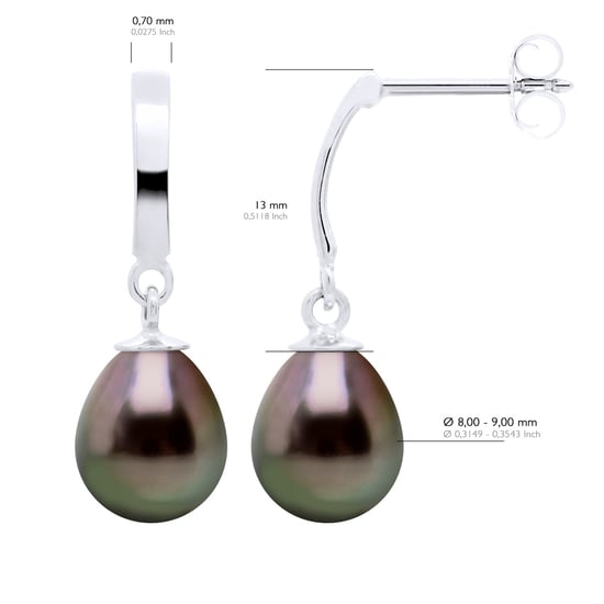 Ohrringe Prestige Artikuliert aus Weißgold 375 und echten Tahiti-Zuchtperlen Birne 8-9 mm - Image 2
