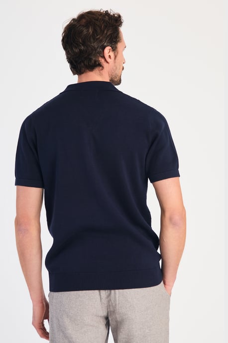 Dark Navy Cotton Knitted Check Shirt