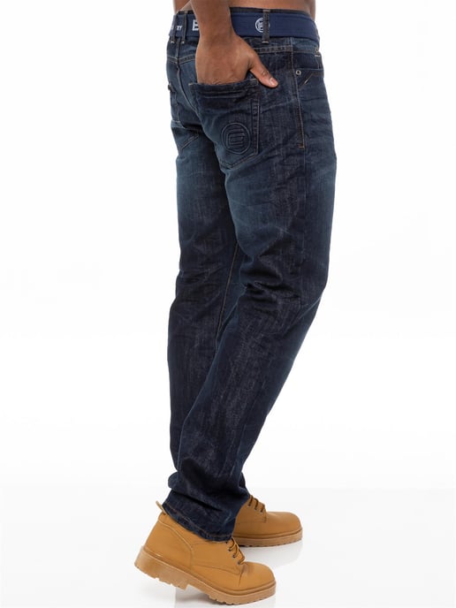 Enzo | Herren Denim Straight Fit Jeans - Dunkelblau - Image 3
