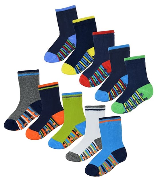 Rutschfeste Baby-Jungen-Socken | 10er-Pack | Socken-Snob | Weiche Baumwollsocken mit Sternchen-Greifern - Style 1 - Image 1