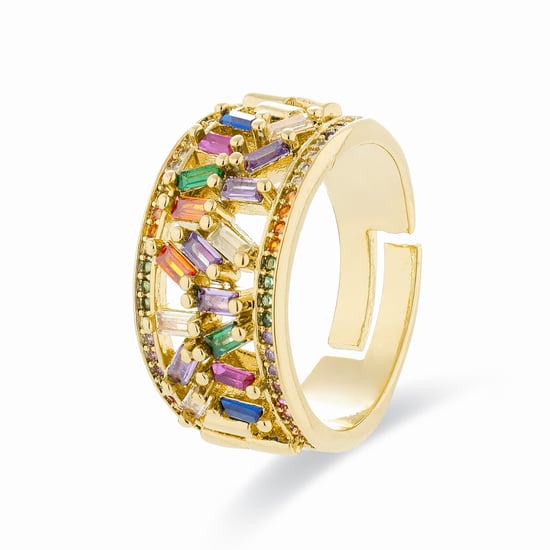 Luxenter Ring mit Multicolour Zirkonia aus 18K Gelbgold - Fabeu - Image 1