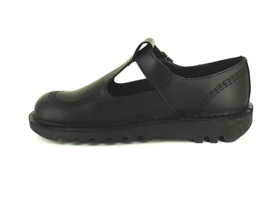 Kickers Womens Schuhe Arbeit Schule Aztec Leder Schnalle schwarz - Image 3