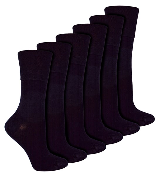 IOMI - 6 Pack Damen Diabetiker Bambus Socken | Extra breite nahtlose lockere nicht elastische Socken für Frauen - Schwarz - Image 1