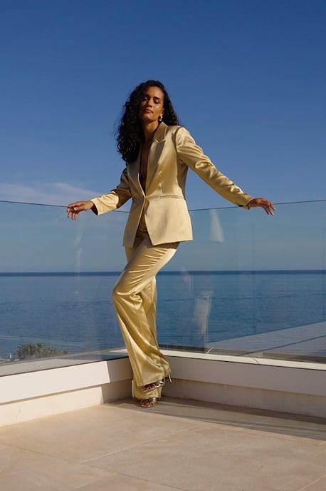 Gold Metallic Luxe Kick Flare Trousers