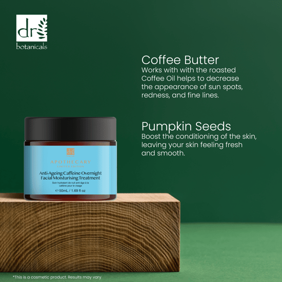 Dr Botanicals Anti-Aging Koffein-Feuchtigkeitsbehandlung für das Gesicht über Nacht 50ml - Image 5