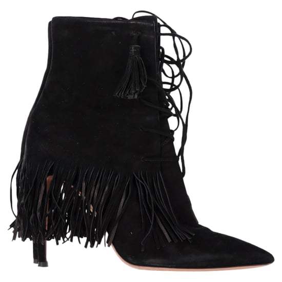 Aquazzura Mustang 105 Fransen Stiefeletten aus schwarzem Wildleder - Image 1