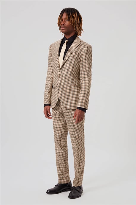 Blythe Slim Fit Beige Check Jacket