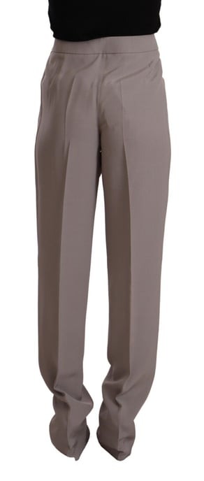 Armani Damen Braune Hohe Taille Seiden Tapered Lange Hose - Image 3