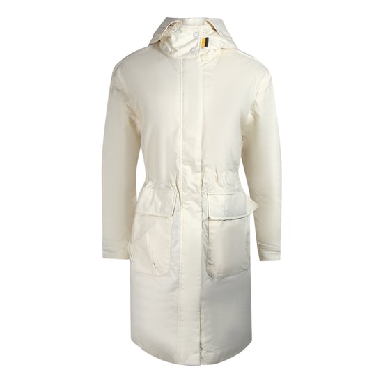 Parajumpers Eulalia Moonbeam White Hooded Padded Long Jacket