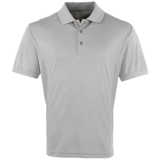 Premier Mens Coolchecker Pique Kurzarm-Polo T-Shirt (Silber) - Image 1