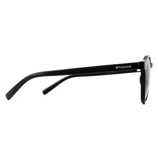 Polaroid Round Unisex Shiny Black Grey Polarized Sunglasses