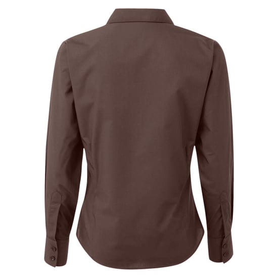 Premier Damen Popeline Bluse / Arbeitshemd, langärmlig (Braun) - Image 2