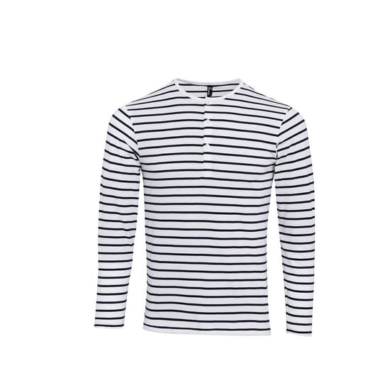Premier Mens Long John Roll Sleeve T-Shirt (Weiß/Marine) - Image 1