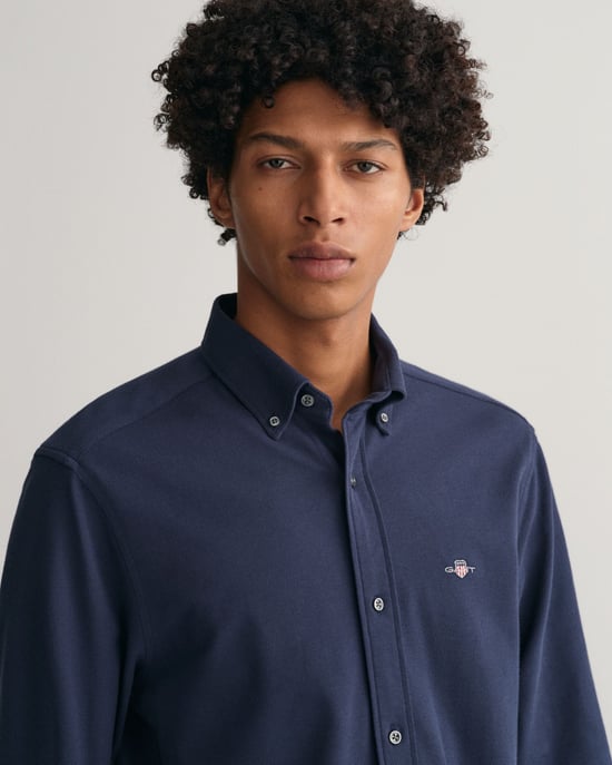 Chemise Regular Jersey Pique Gant Pour Homme en Bleu Marine - Image 2