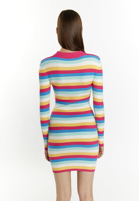 Mymo Strickkleid Damen Rosa Mehrfarbig - Image 4
