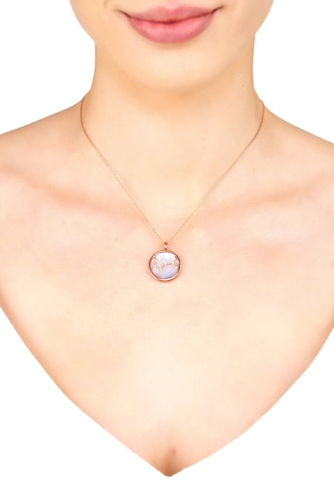 Zodiac Mother Of Pearl Gemstone Star Constellation Pendant Necklace Scorpio