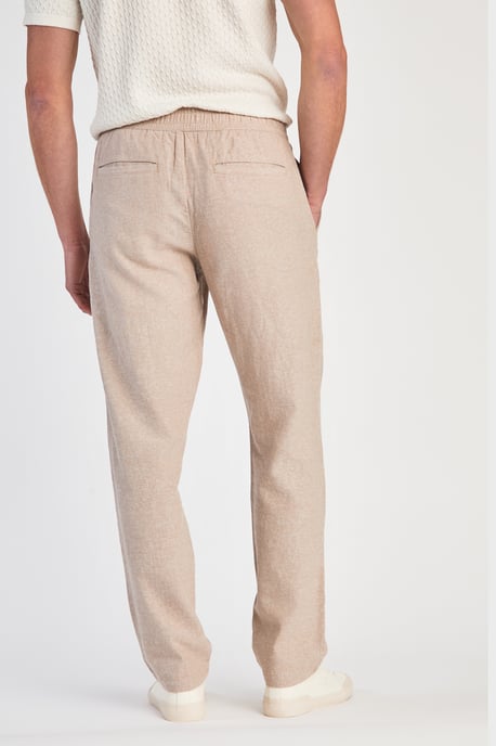 Beige Linen Blend Classic Fit Trousers