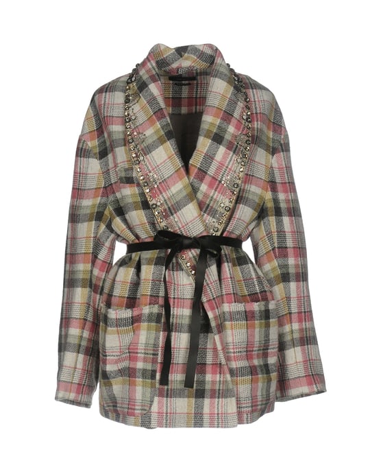 Isabel Marant Pastel Pink Tartan Linen Embellished Jacket