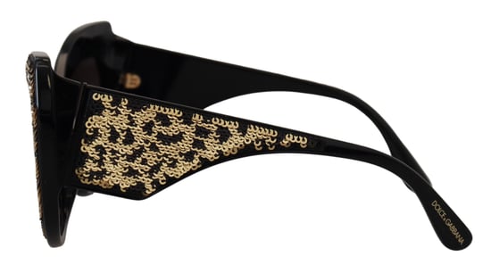 Dolce & Gabbana Black Gold Sequin Butterfly Polarized DG4326 Women's Sunglasses