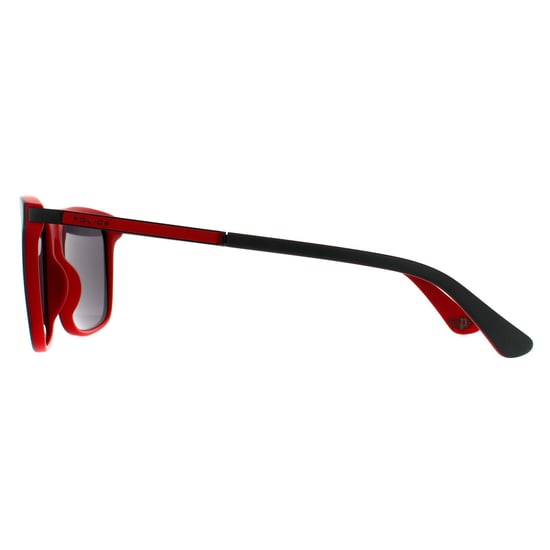 Police Square Unisex Matte Grau und Rot verspiegelte Sonnenbrille - Image 3