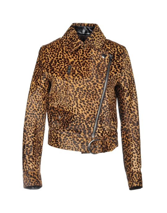 Isabel Marant Beige Leopard Print Leather Biker Jacket
