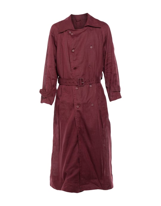 Acne Studios Maroon Linen Belted Trenchcoat