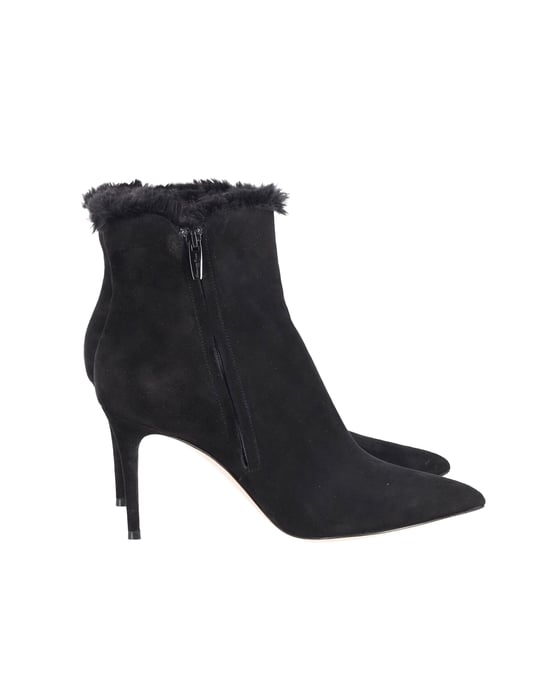Gianvito Rossi Stiefeletten mit Fellfutter aus schwarzem Wildleder - Image 1
