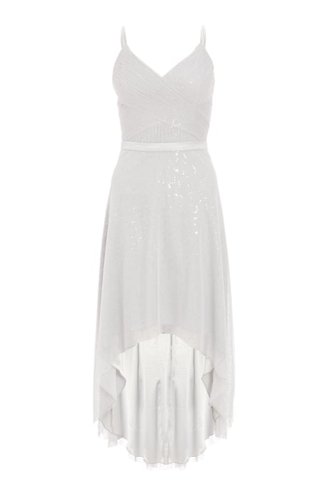 Grey Sequin Dip Hem Dress