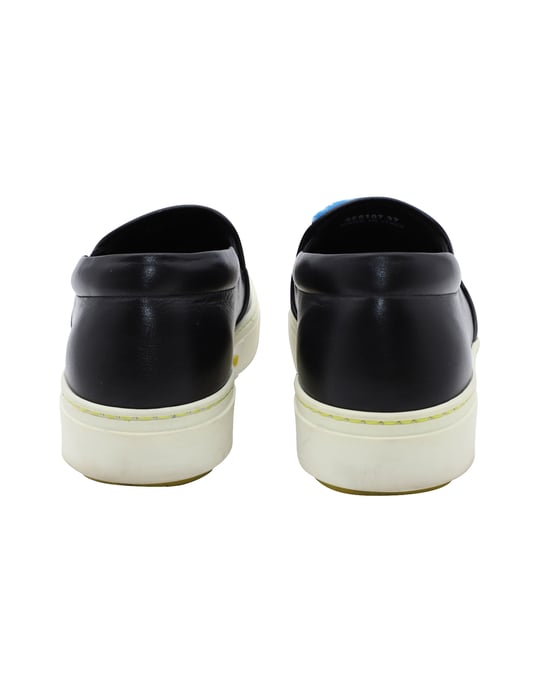 Fendi FF Shearling Fell Slip-On Sneaker aus schwarzem Leder - Image 4