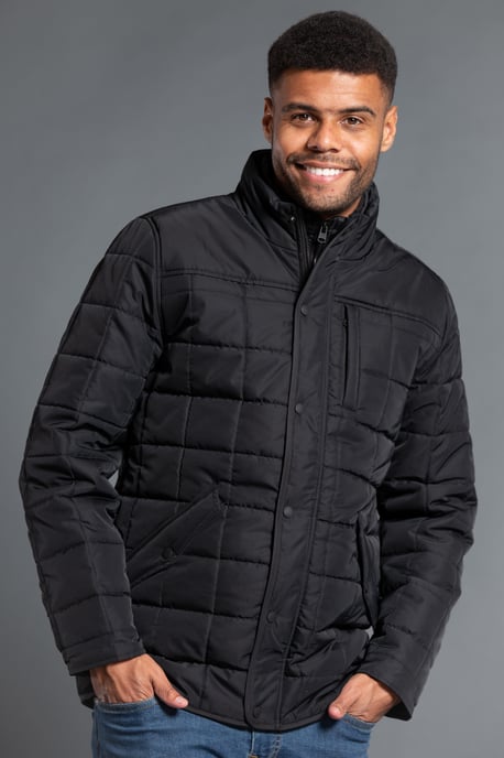 Black Lightly Padded Square Quilted Jacket