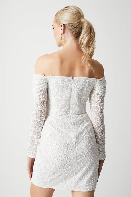 Bardot Long Sleeve Wrap Skirt Mini Dress - Image 3
