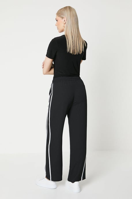 Side Stripe Elastic Waist Wide Leg Trouser