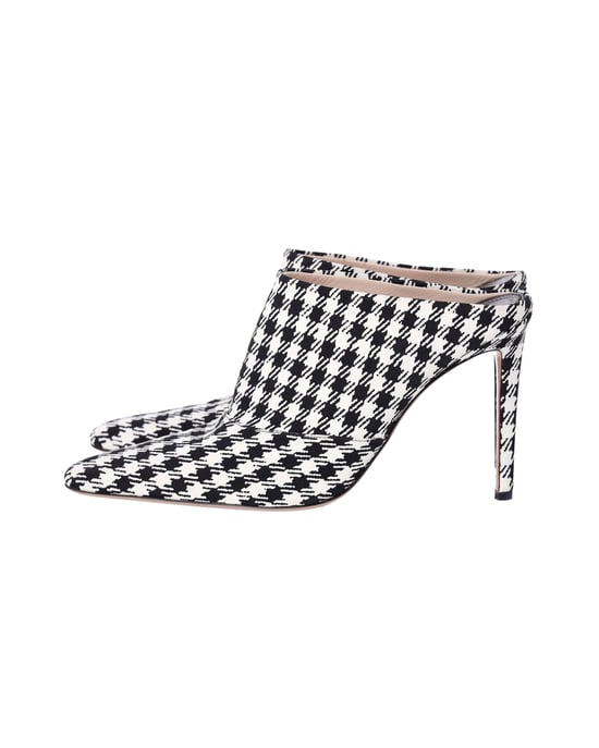 Altuzarra Checkered Davidson Houndstooth Mules in White Canvas