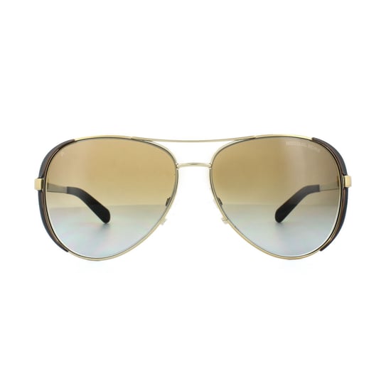 Michael Kors Aviator Womens Gold Dark Chocolate Brown Gradient Polarized Sunglasses