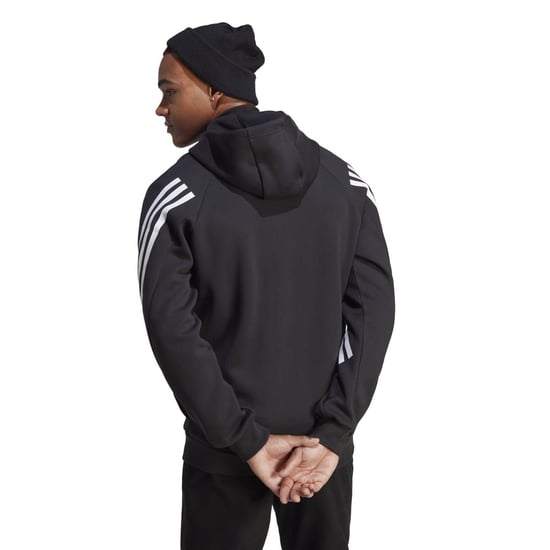Men's adidas Future Icons 3 Stripes Full-Zip Hoodie in Black-White
