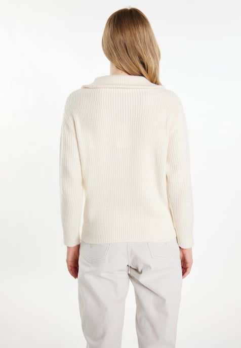 Dreimaster Strickjacke Damen Wollweiß - Image 4
