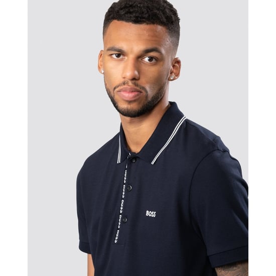 BOSS Green Paule 4 Logo Tape Placket Mens Polo Shirt