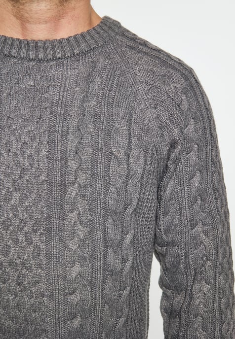 Mo Strickpullover Herren grau melange - Image 3