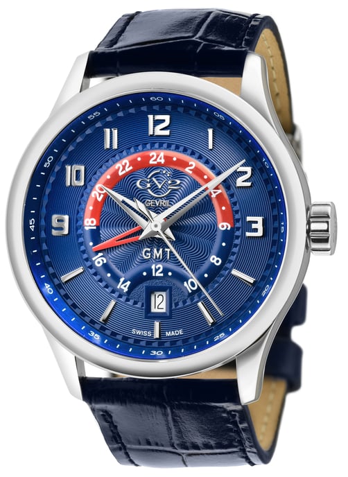 GV2 Giromondo 42302 Montre à quartz suisse en cuir bleu pour homme - Image 1