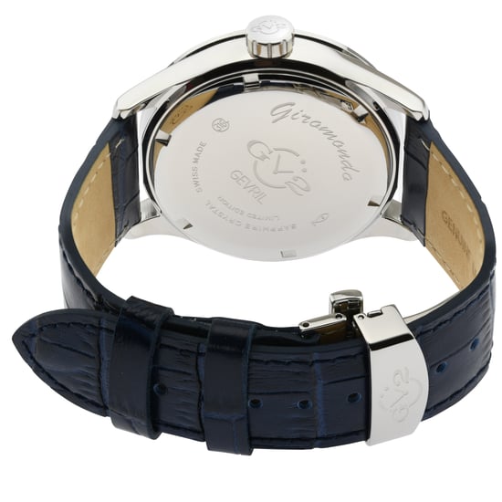 GV2 Giromondo 42302 Montre à quartz suisse en cuir bleu pour homme - Image 3