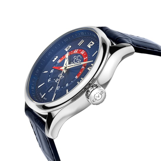 GV2 Giromondo 42302 Montre à quartz suisse en cuir bleu pour homme - Image 2
